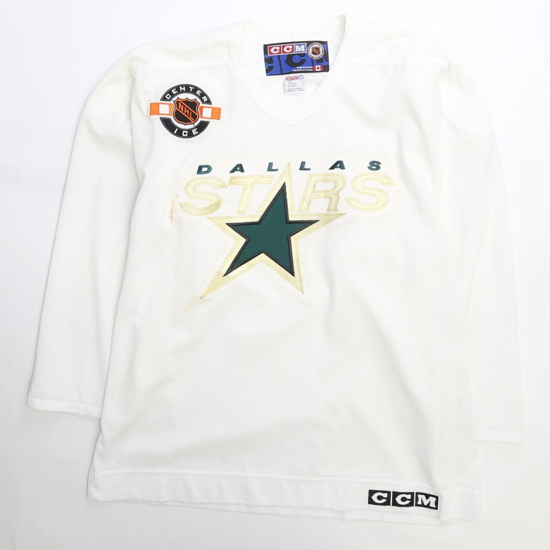 Vintage Dallas Stars CCM Jersey Size Large Center Ice White NHL