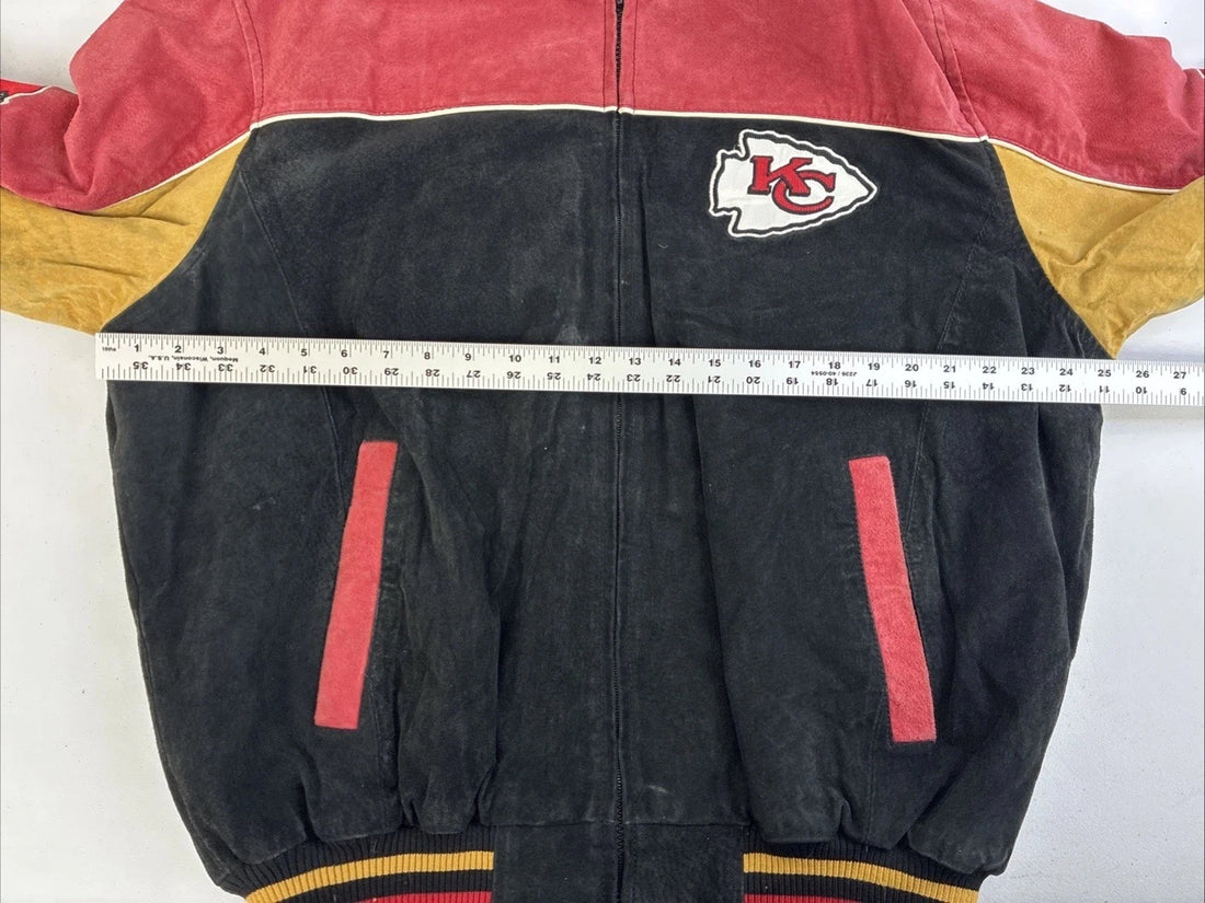 Kansas City Chiefs Leather Suede Varsity Jacket Size Large NFL