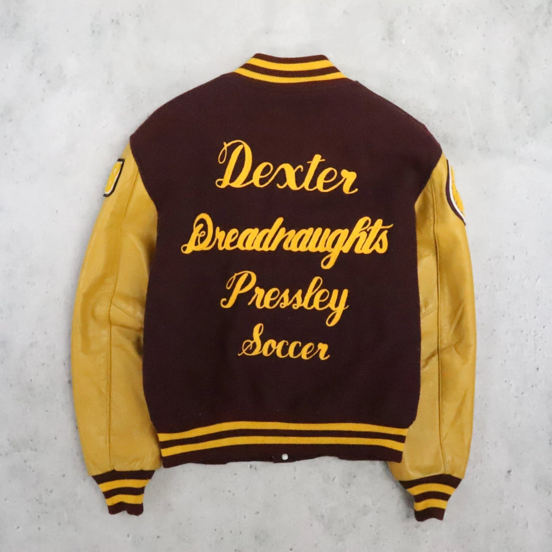 Vintage Dexter Dreadnaughts Soccer Leather Wool Varsity Letterman Jacket Small