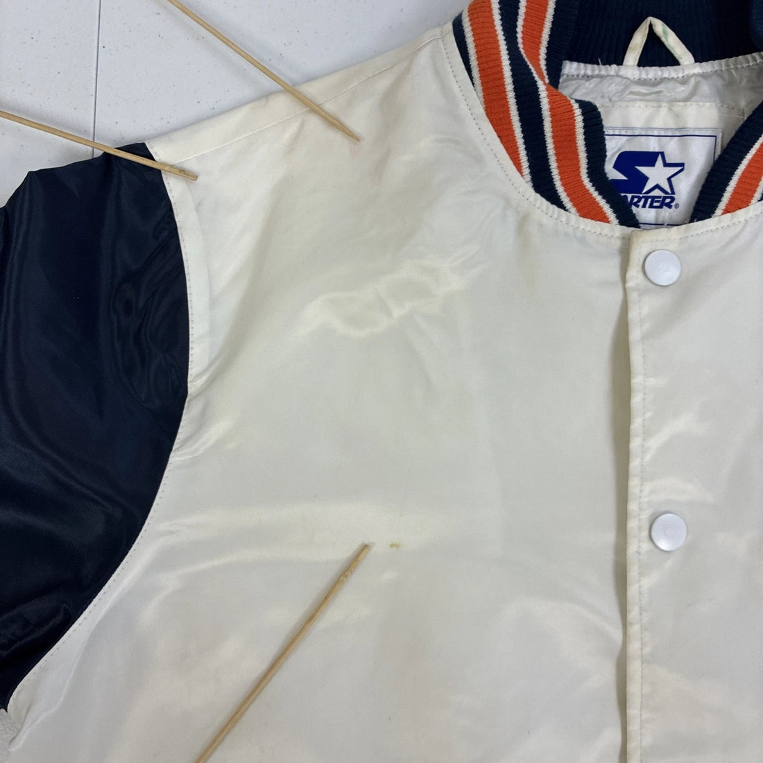 Detroit Tigers Starter Satin Bomber Jacket Size XL MLB