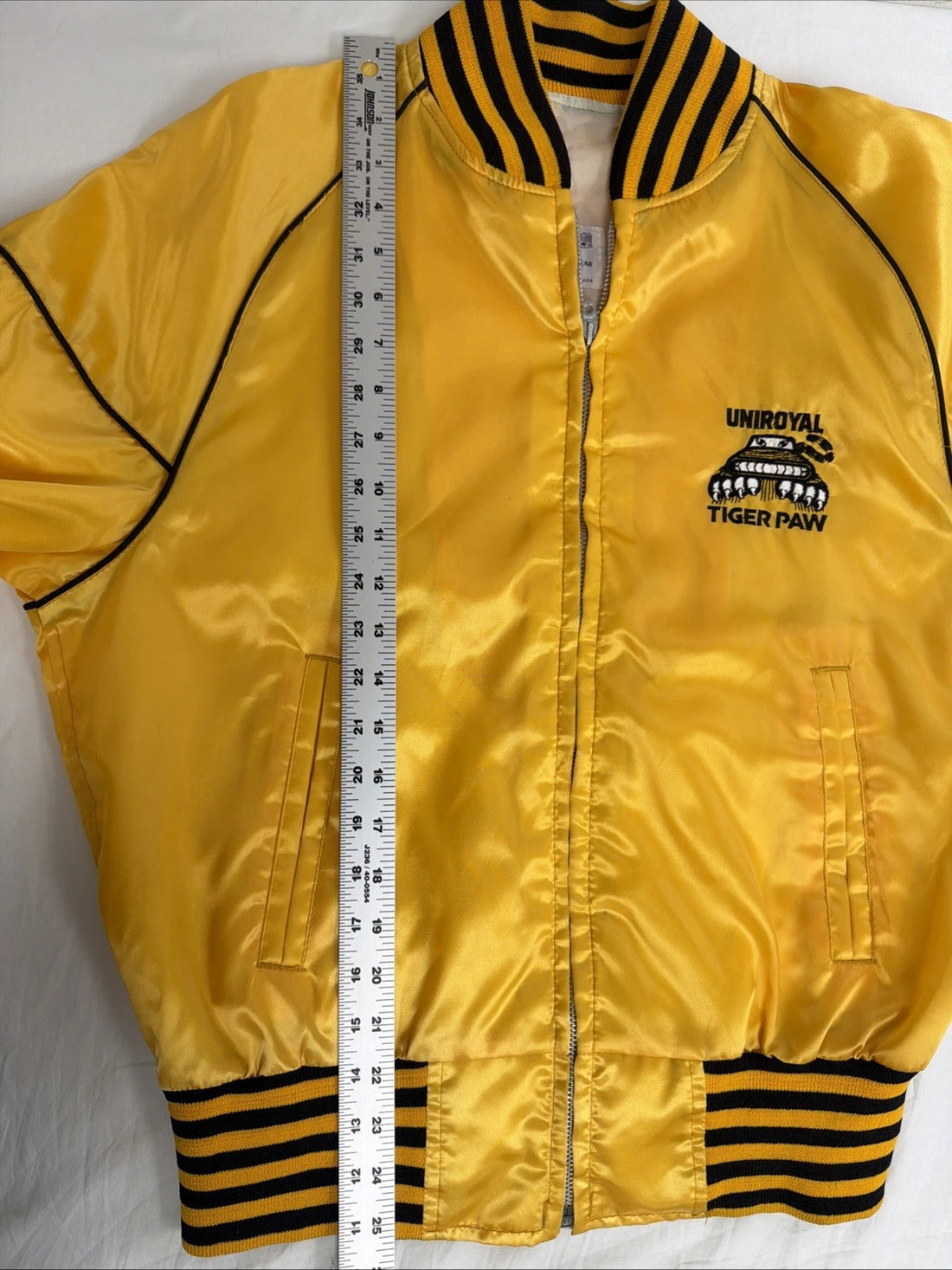 Vintage Uniroyal Tiger Paw Satin Bomber Jacket Size Small