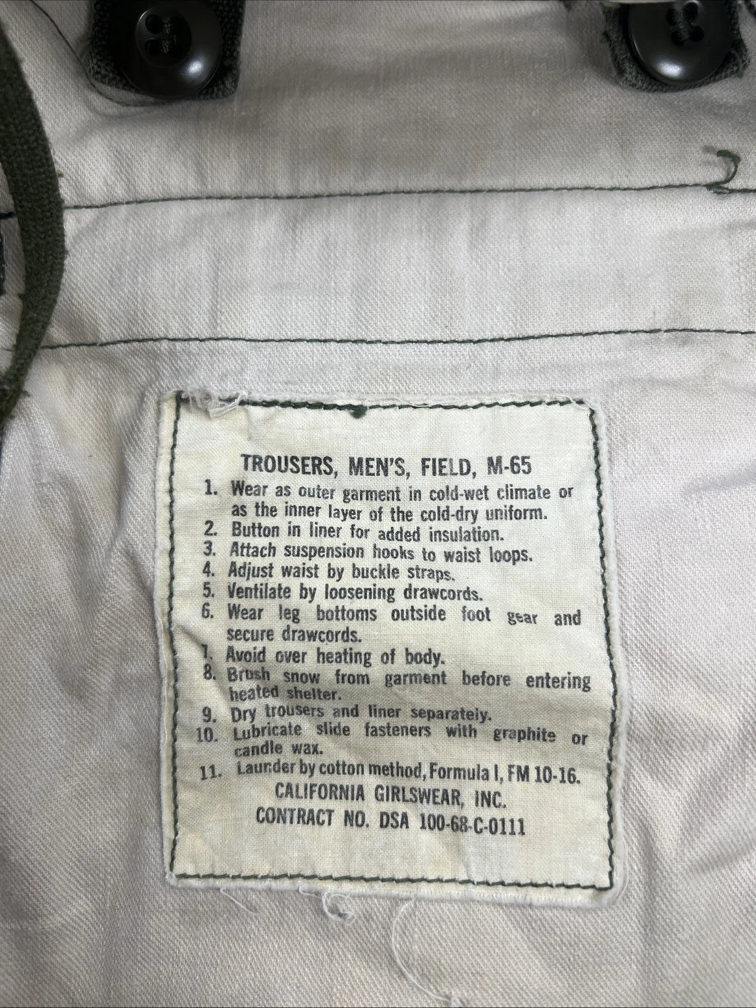 Vintage Military Army M-65 Field Trousers Pants Size Medium