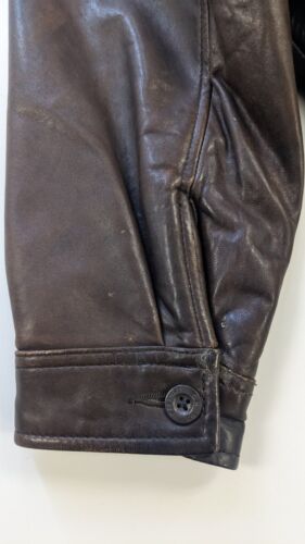 Vintage Chaps Leather Bomber Jacket Size XL Brown