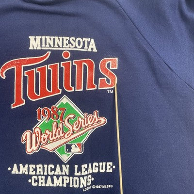 Vintage Minnesota Twins World Series Champions Sweatshirt Large Blue 1987 MLB