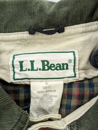Vintage LL Bean Barn Work Coat Jacket Size Medium Beige Corduroy Trim