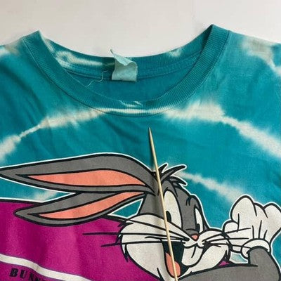 Vintage Bugs Bunny Surfing Tie Dye T-Shirt Size XL 1995 90s