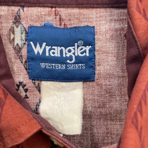 Vintage Wrangler Western Pearl Snap Shirt Size Large Diamond Aztec