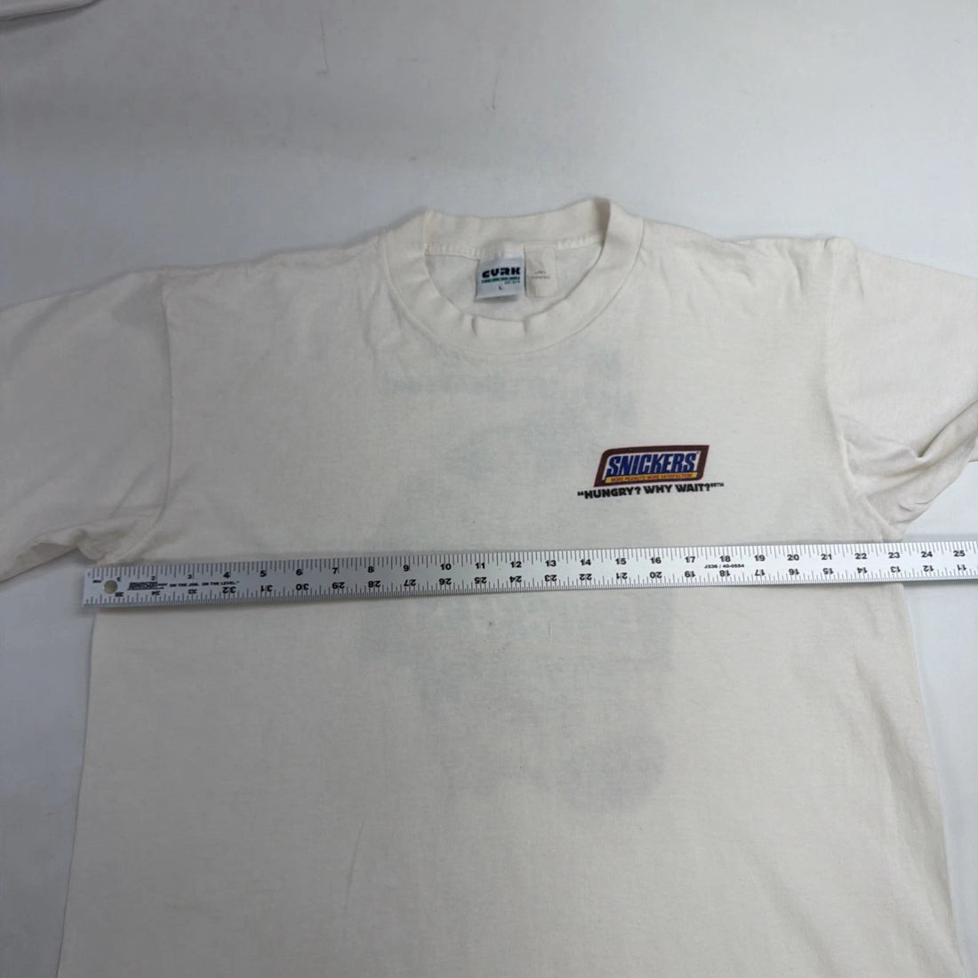 Vintage Snickers T-Shirt Size Large Double Sided Snack Promo