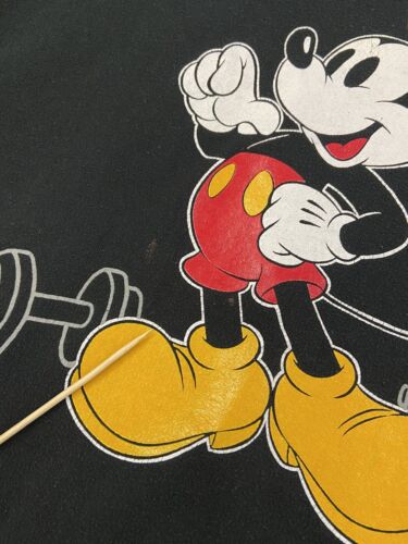 Vintage Mickey Mouse Gym Disney Sweatshirt Hoodie Size Medium Black 90s