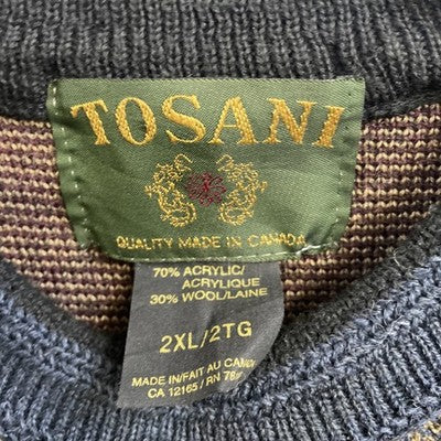 Vintage Tosani 3D Wool Knit Crewneck Sweater Size 2XL
