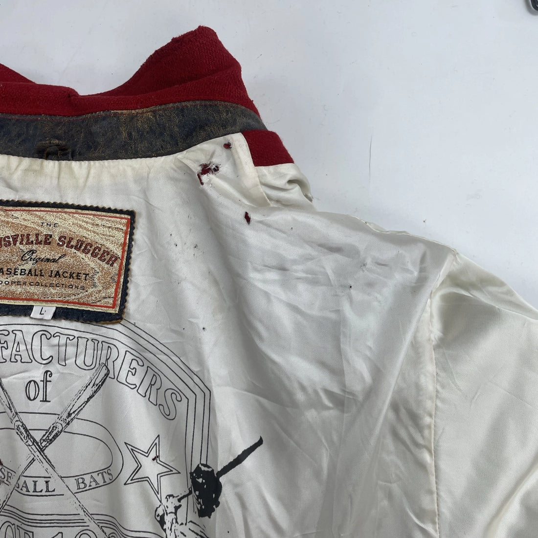 Vintage Louisville Slugger Baseball Leather Wool Varsity Jacket Size Large