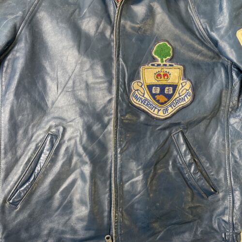 Vintage University Toronto Chemical Engineering Leather Varsity Jacket Large 80s