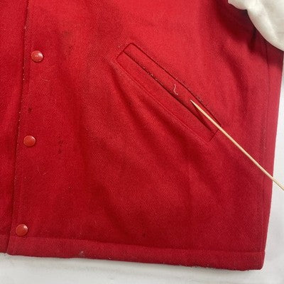 Vintage Sarnia Varsity Leather Wool Jacket Size 46 Red