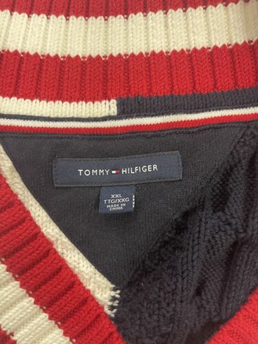 Tommy Hilfiger Knit V-Neck Sweater Size 2XL Cable Knit