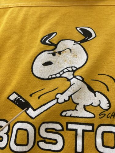 Vintage Snoopy Boston Bruins Raglan Shirt Size XL 70s NHL