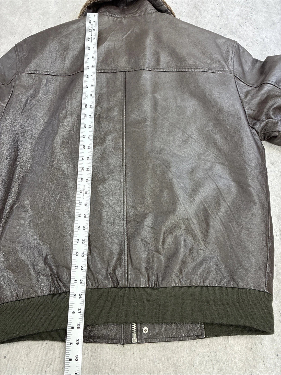 Original Outerwear Sherpa Collar Leather Bomber Jacket Size Large