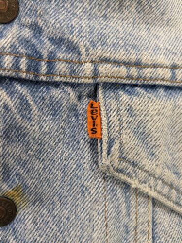 Vintage Levi's Denim Jean Trucker Jacket Size 38 Orange Tab Sherpa Lined
