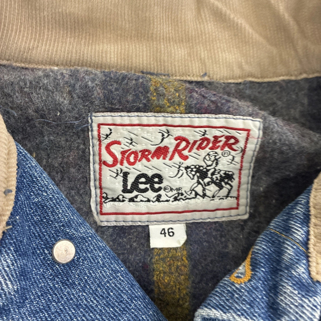 Lee Storm Rider Denim Trucker Jacket Size 46 Blanket Lined
