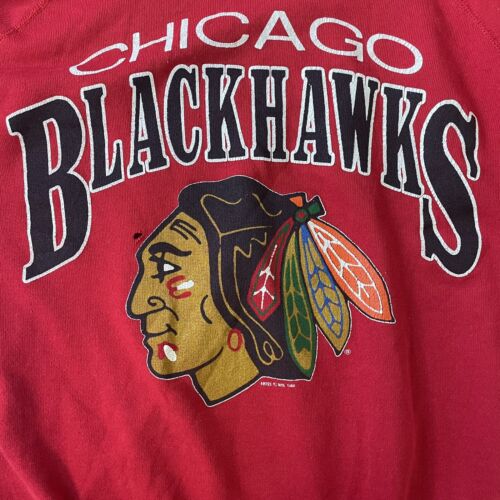 Vintage Chicago Blackhawks Sweatshirt Crewneck Size Large 1988 80s NHL