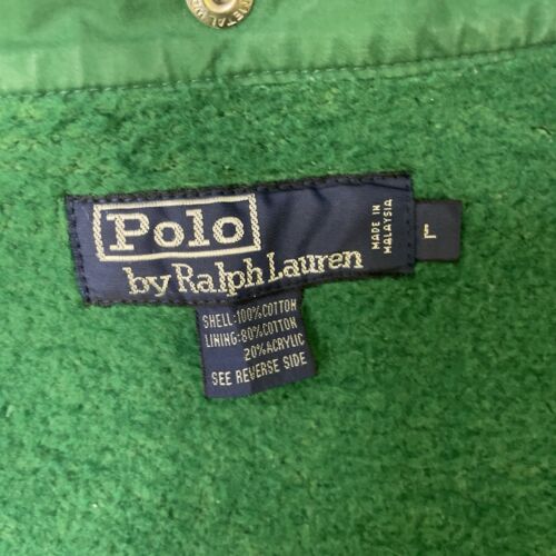 Vintage Polo Ralph Lauren Harrington Jacket Size Large Green Fleece Lined