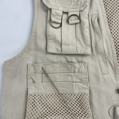 Vintage Eddie Bauer Fishing Vest Jacket Size Medium Tan