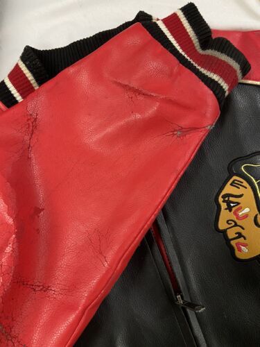 Chicago Blackhawks G-III Carl Banks Leather Bomber Jacket Size Large NHL