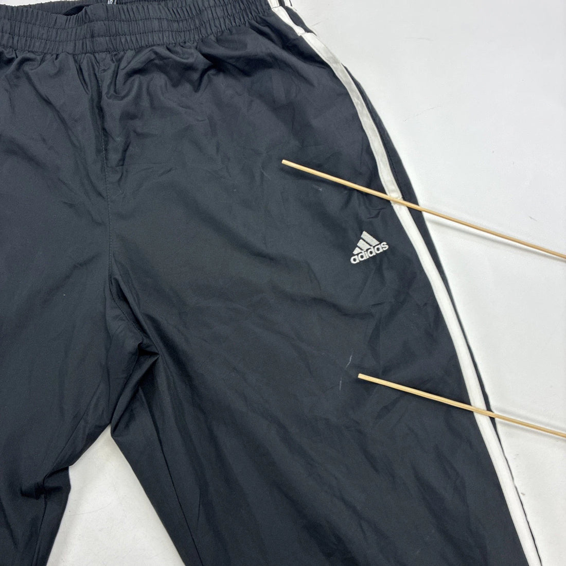 Adidas Nylon Track Pants Size Small Black Striped