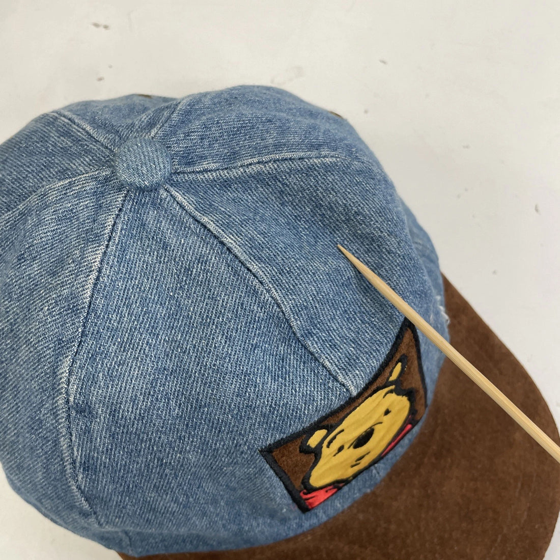 Vintage Winnie The Pooh Disney Denim Leather Hat Cap OSFA