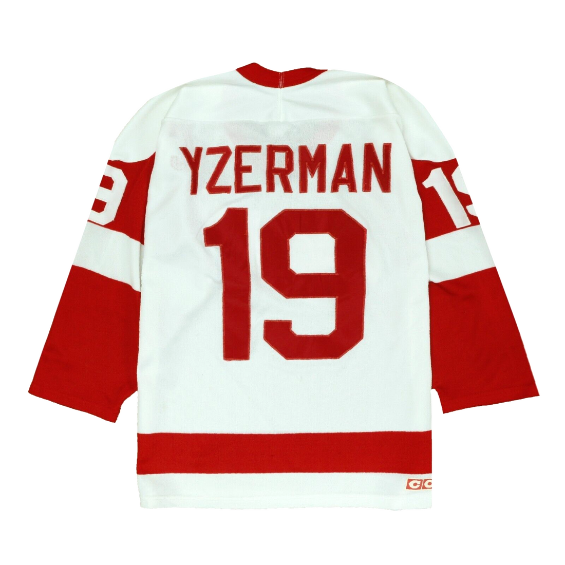Vintage Red Wings Steve Yzerman 19 Red and White Hockey Jersey