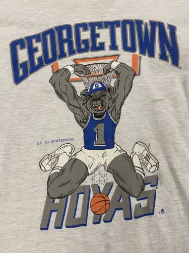Vintage Georgetown Hoyas Basketball Dunk T-Shirt Size XL Gray 90s NCAA