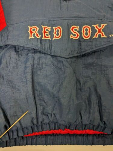 Vintage Boston Red Sox Starter Puffer Jacket Size Large Blue 1/2 Zip MLB