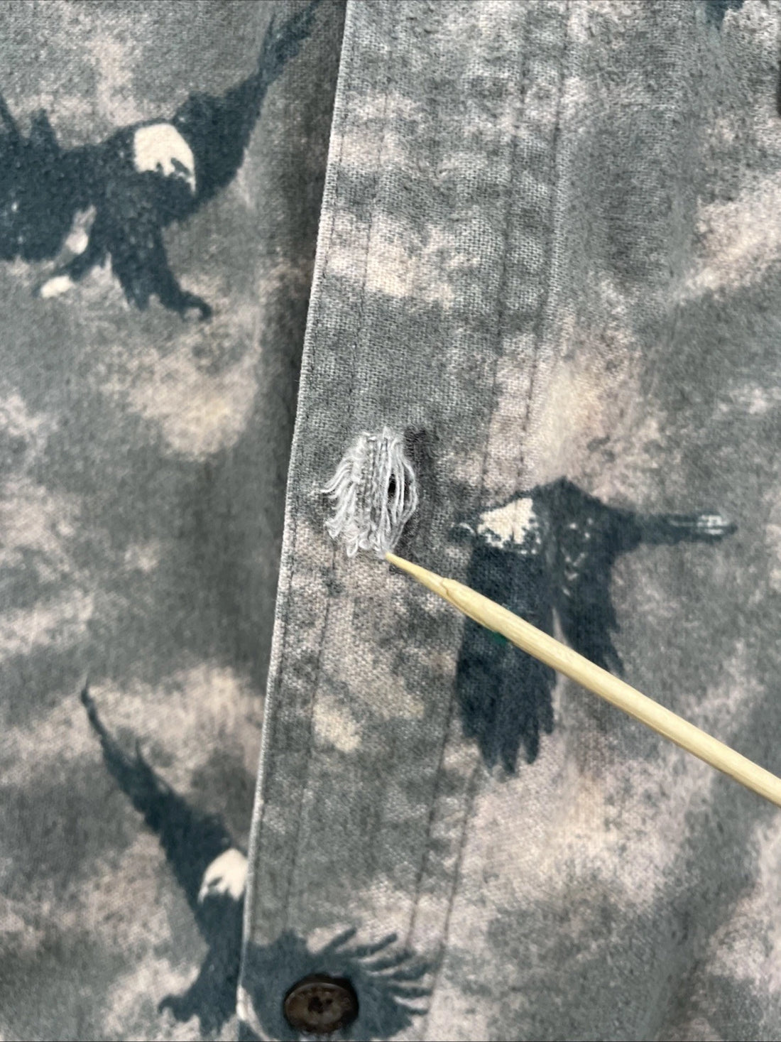 Woolrich Eagle Button Up Shirt Size Large All Over Print