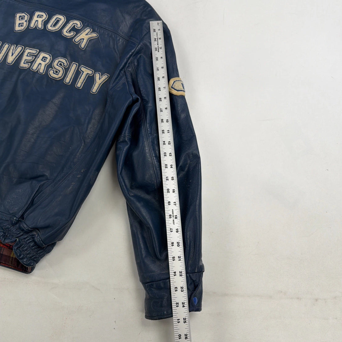 Vintage Brock University Computer Science Leather Varsity Jacket 44 1981 80s