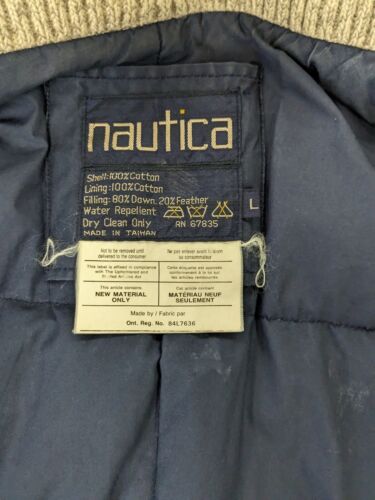 Vintage Nautica Bomber Jacket Size Large Green Down Insulated