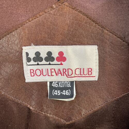 Vintage Boulevard Club Leather Bomber Jacket Size 46 Brown