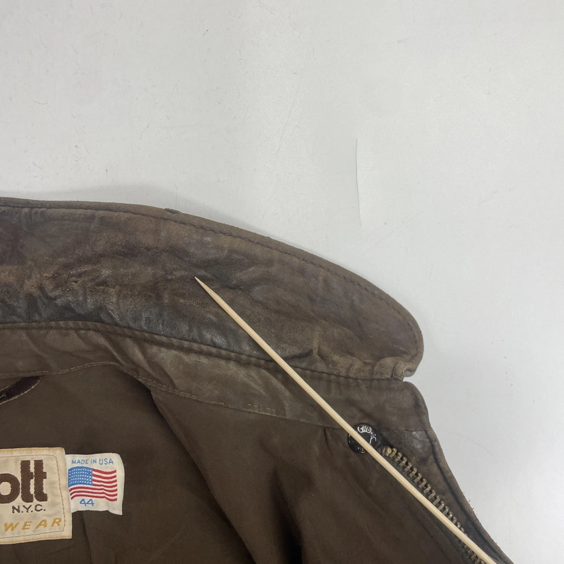 Vintage Schott NYC Leather Bomber Jacket Size 44 Brown