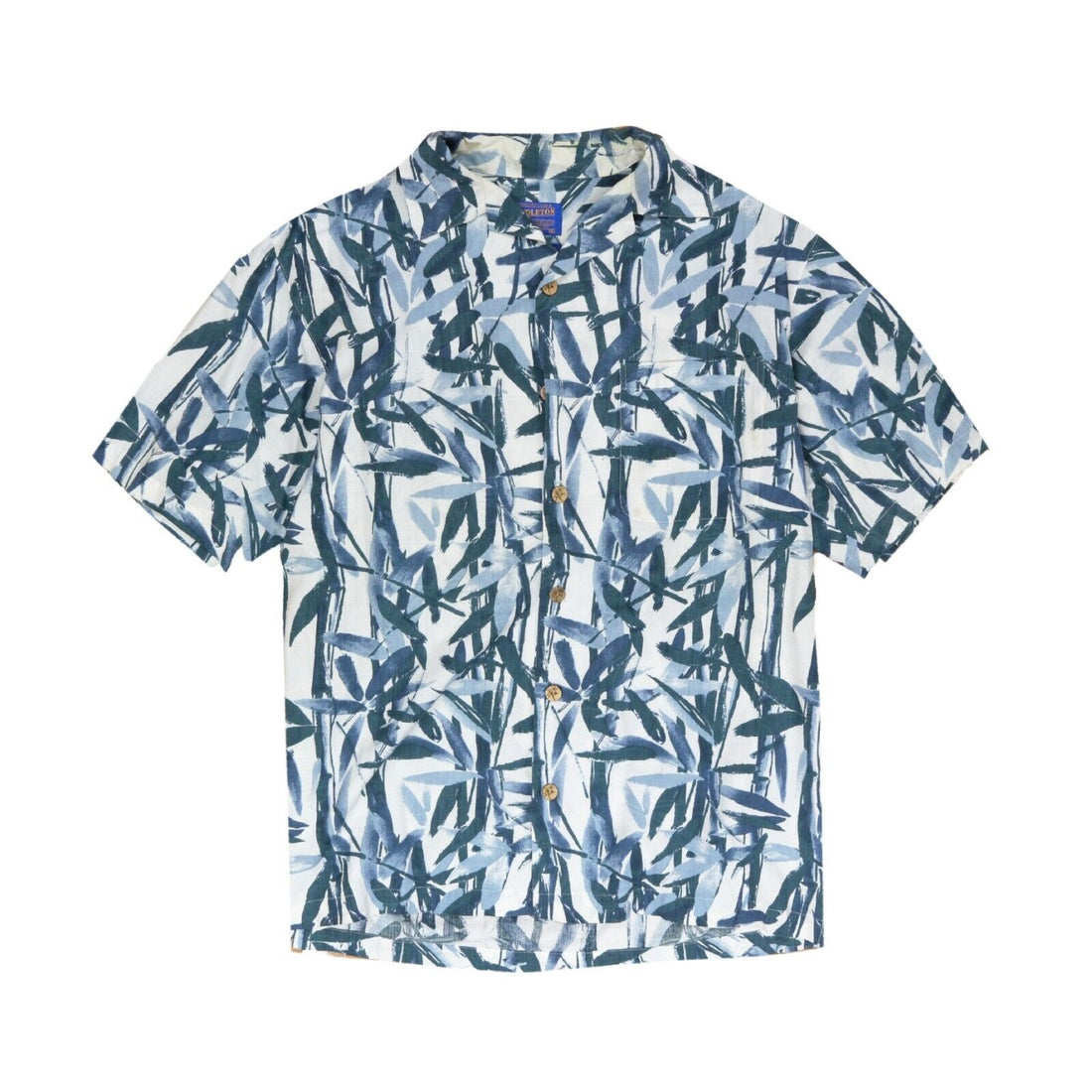 Vintage Pendleton Short Sleeve Bamboo Button Up Shirt Size Medium Blue 90s