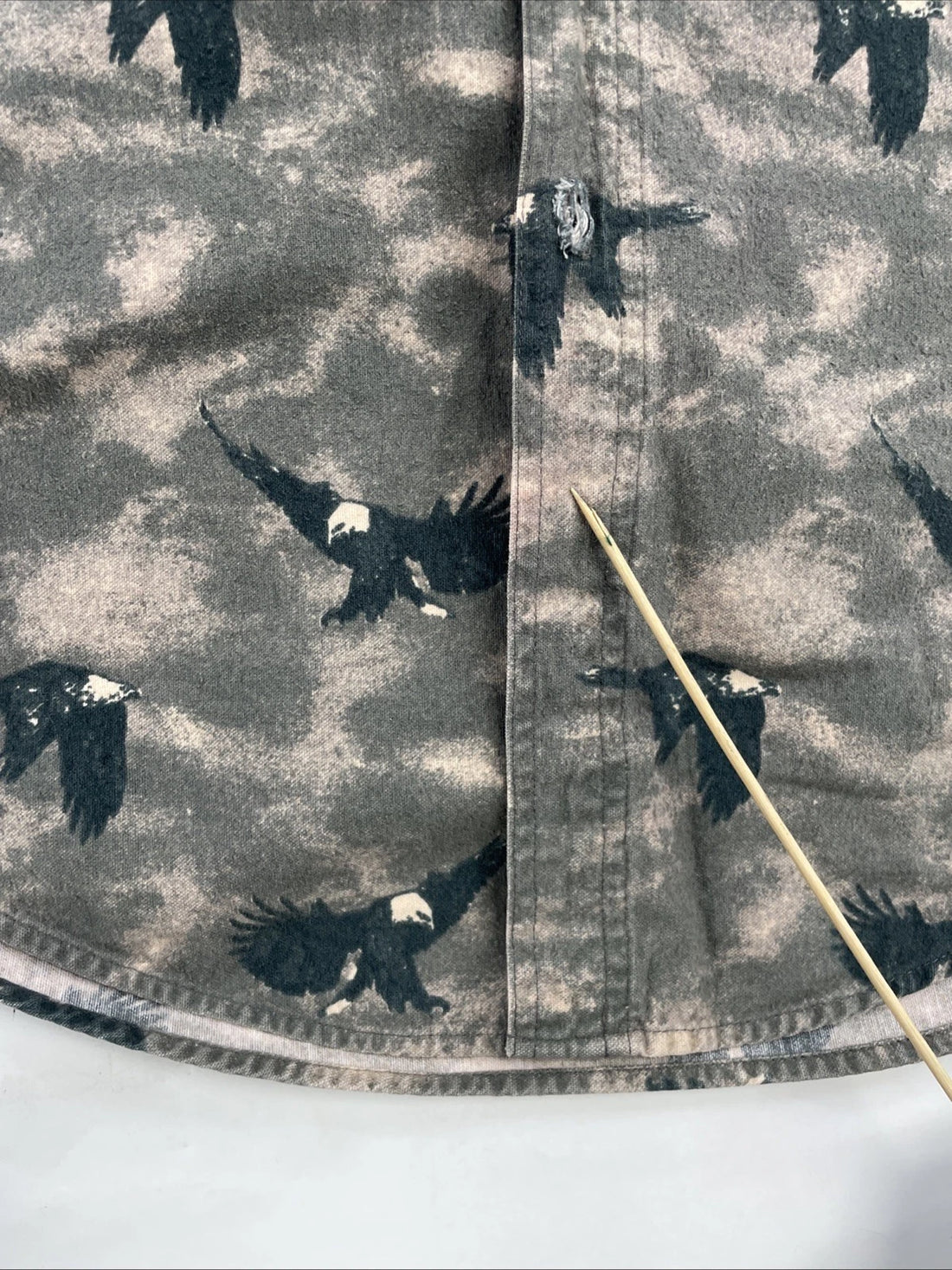 Woolrich Eagle Button Up Shirt Size Large All Over Print