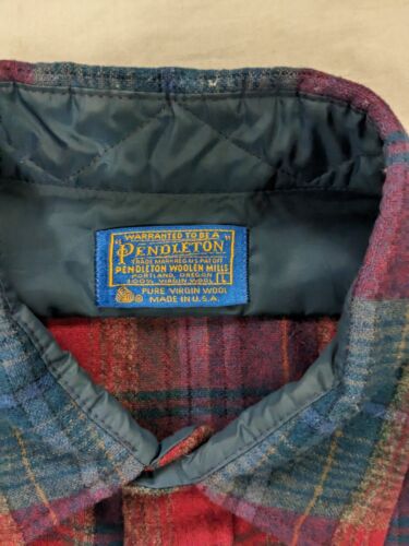 Vintage Pendleton Wool Lodge Button Up Long Sleeve Shirt Size Large Red Plaid