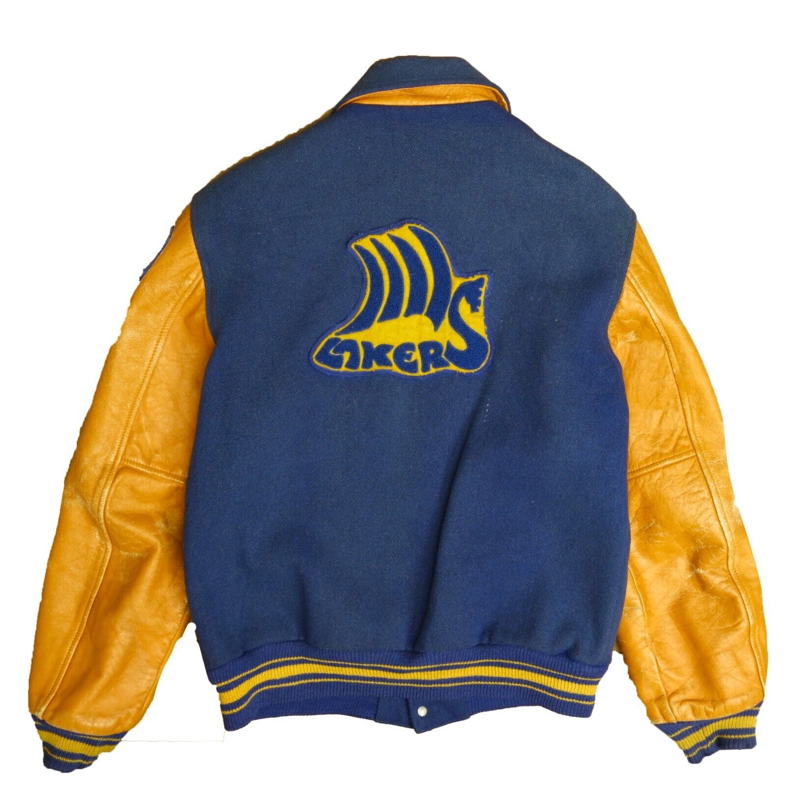 Vintage Lakers Leather Wool Varsity Letterman Jacket Size 36 80s 90s Throwback Vault