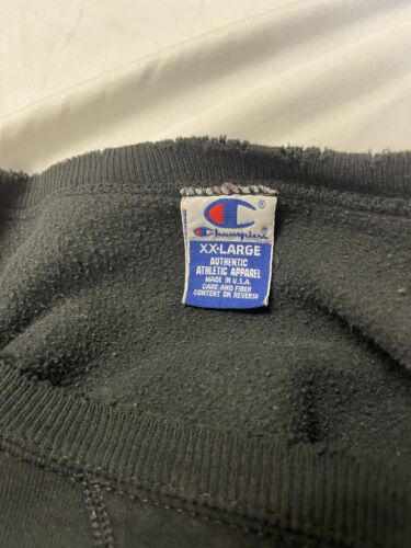 Vintage Champion Spell Out Sweatshirt Crewneck Size 2XL Black 90s Embroidered