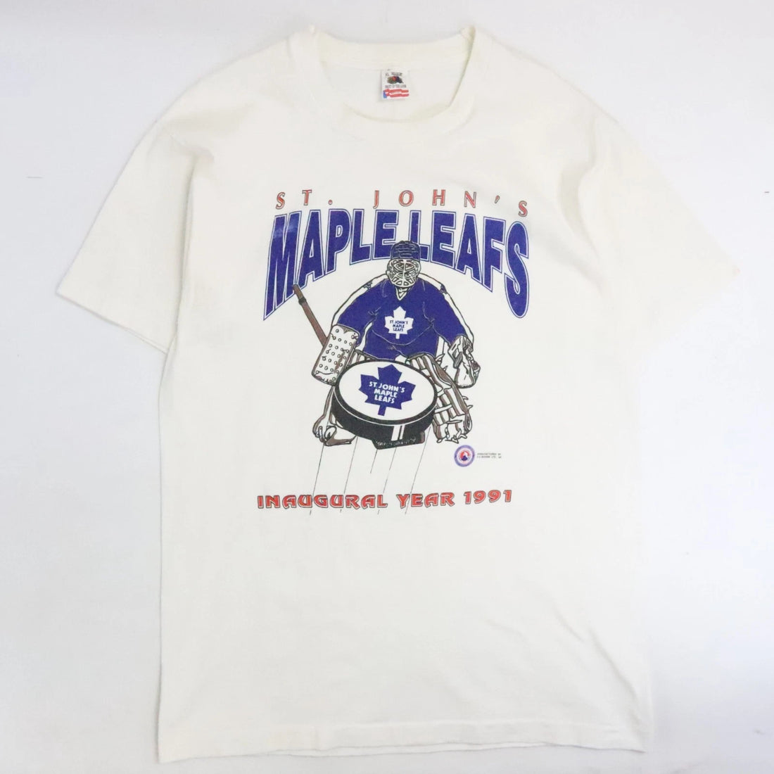Vintage St. John's Maple Leafs Hockey Inaugural Year T-Shirt Size XL 90s AHL