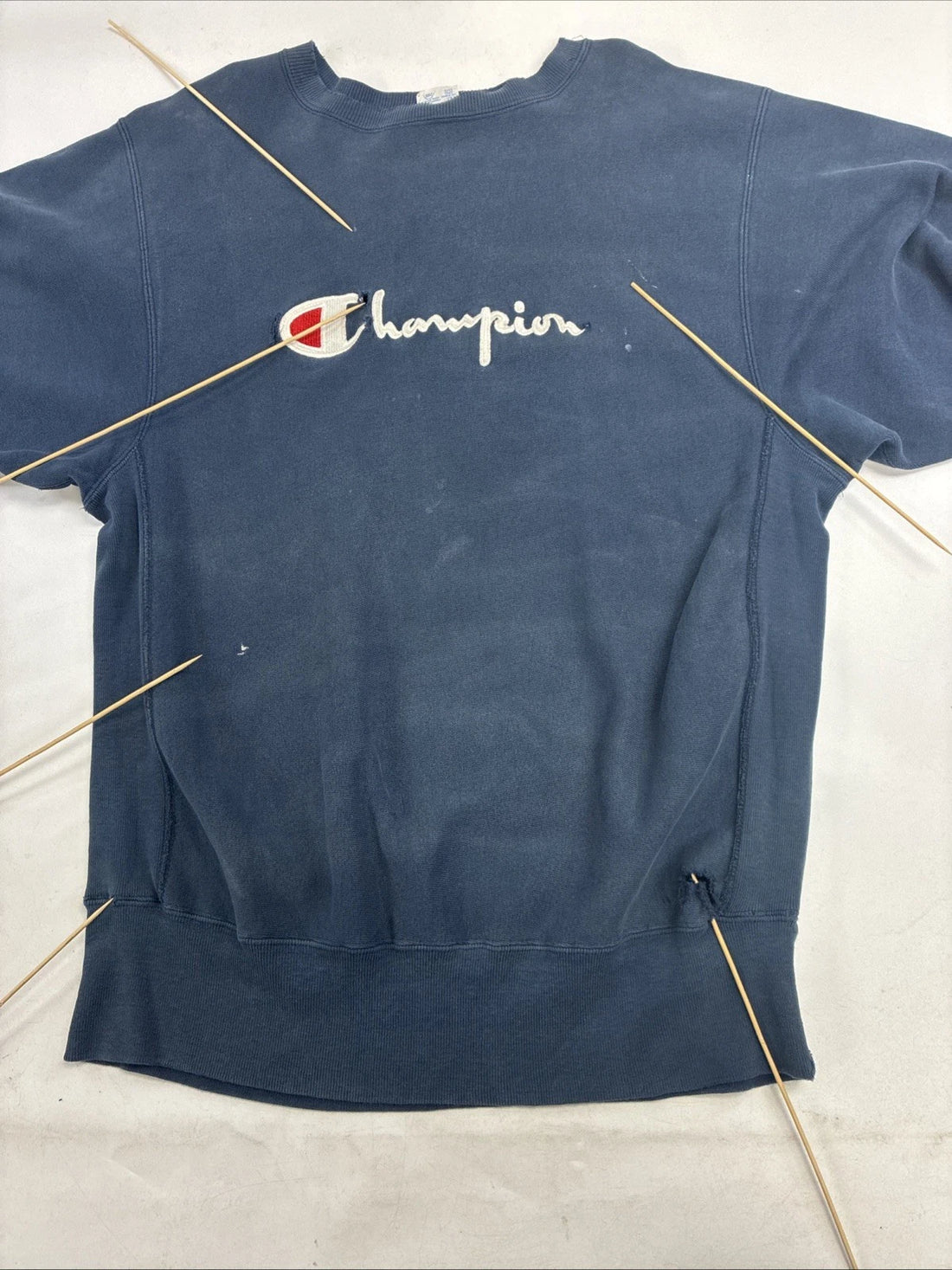 Vintage Champion Reverse Weave Spell Out Sweatshirt Size XL Blue 90s