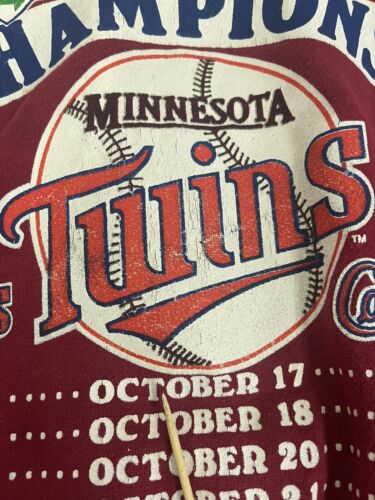 Vintage Minnesota Twins World Series Champions Sweatshirt Large 1987 80s MLB