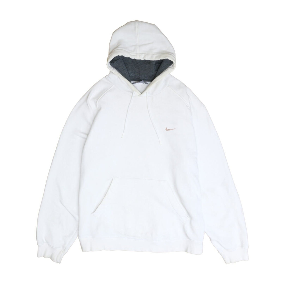 Vintage Nike Sweatshirt Hoodie Size Large White Embroidered Swoosh