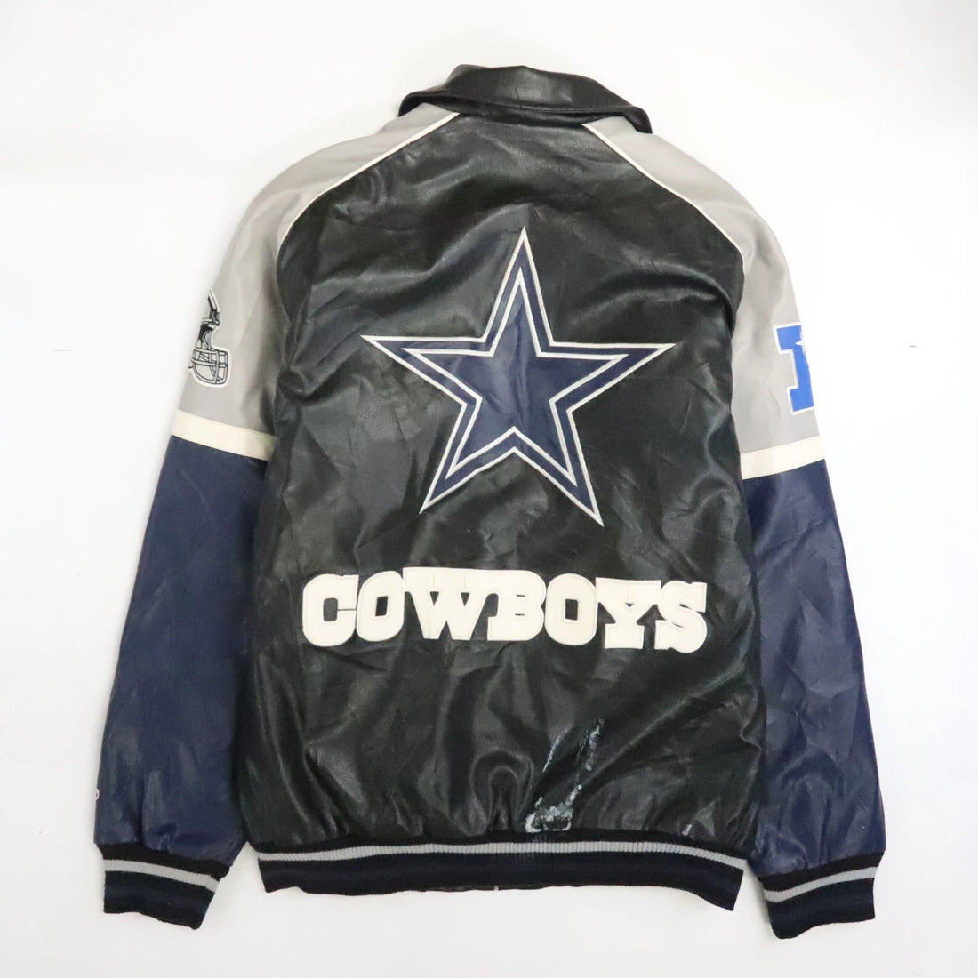 Dallas Cowboys Faux Leather Varsity Bomber Jacket Size Large NFL