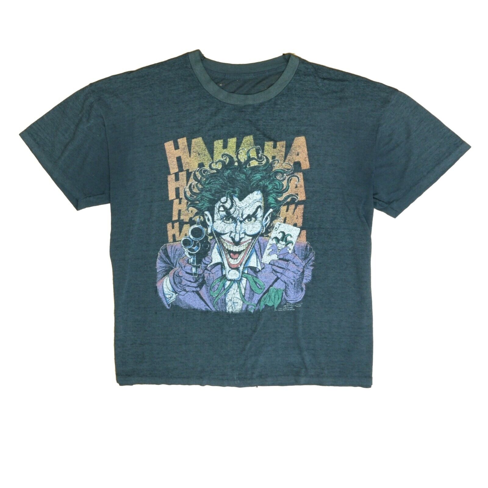 Vintage The Joker Hahaha Batman DC Comics T-Shirt Size Large Black 80s