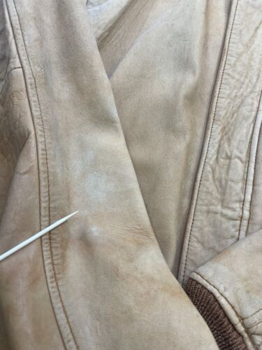 Vintage Banana Republic Leather Bomber Jacket Size Medium Tan Brown