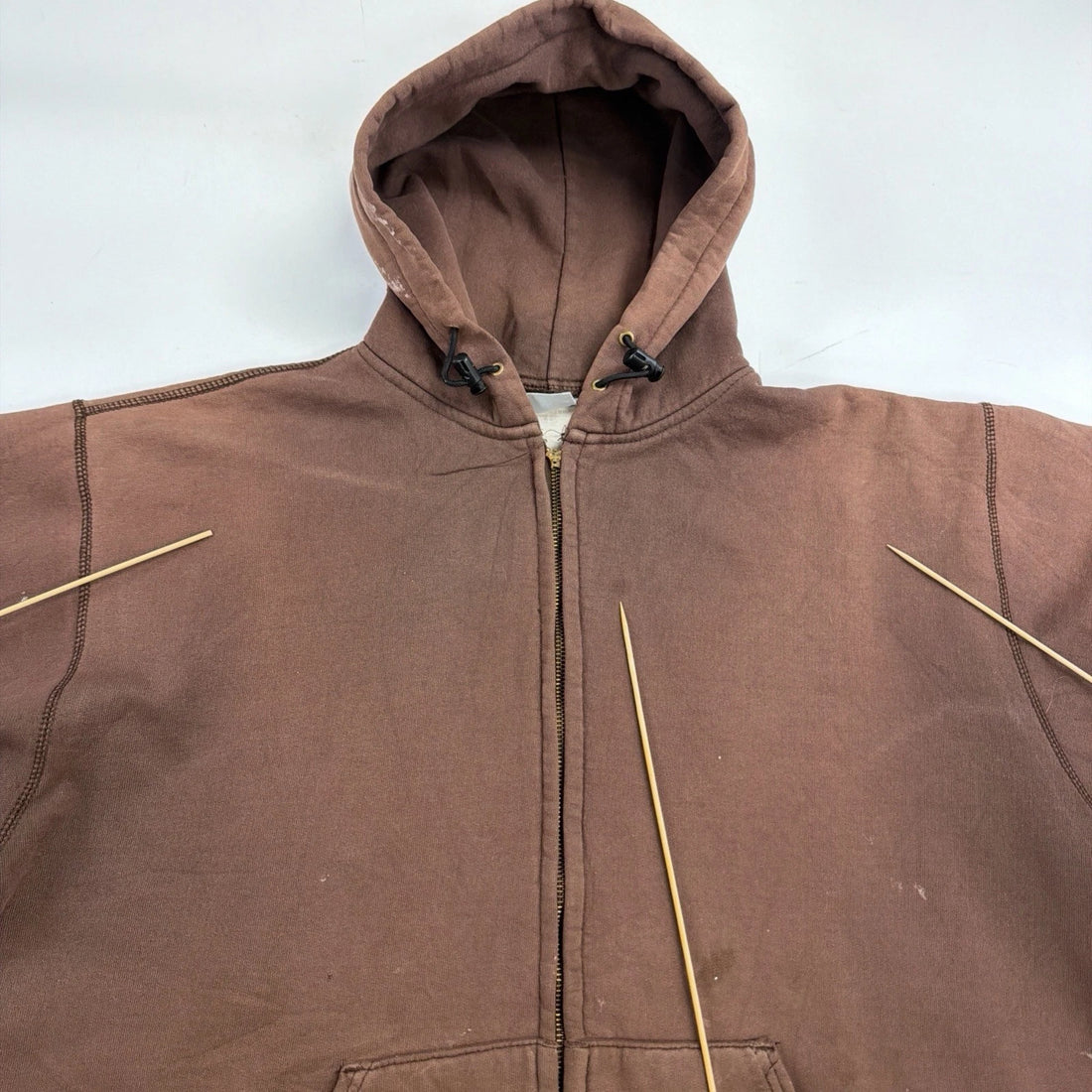 Carhartt Thermal Lined Zip Sweatshirt Hoodie Large Paint Splatter Distressed