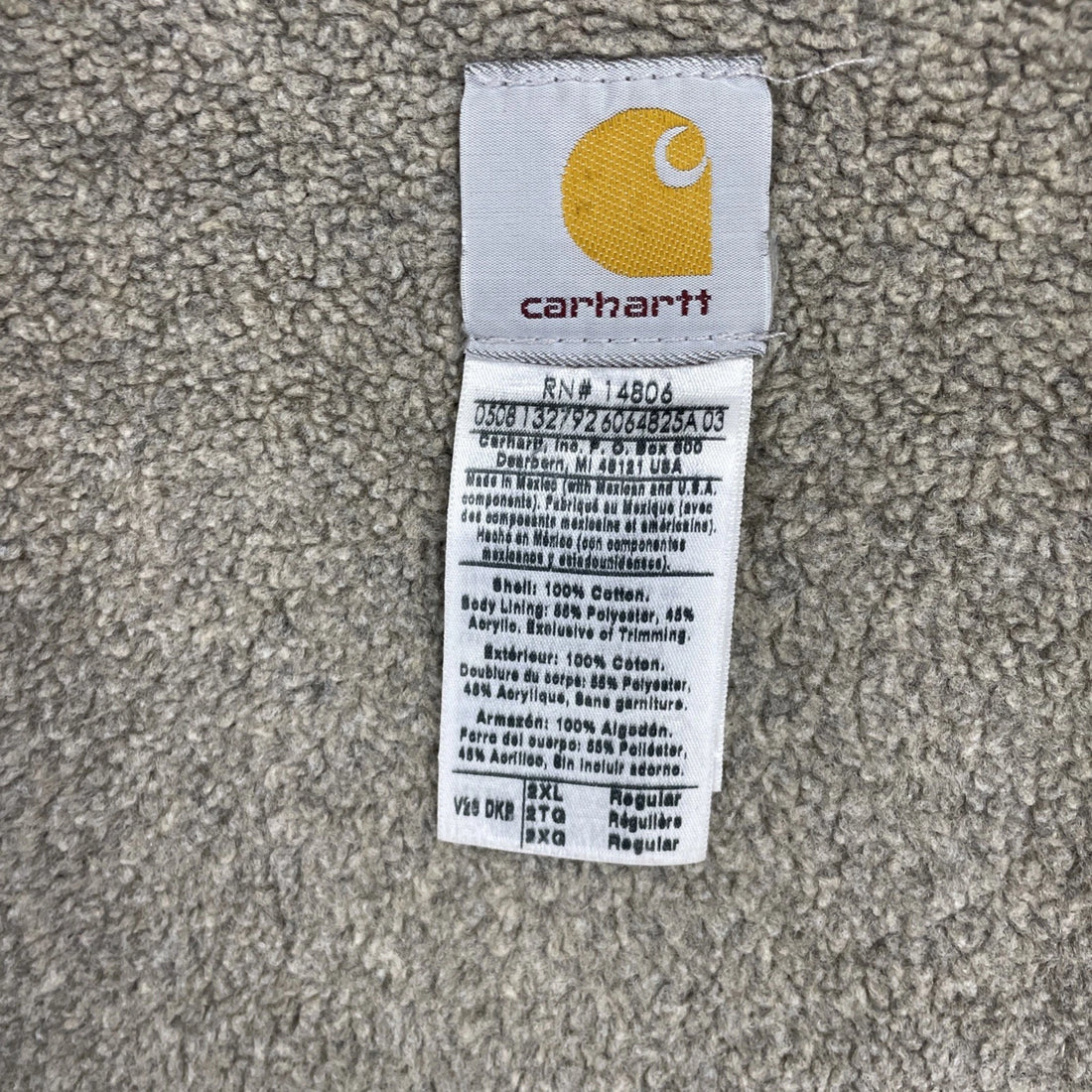 Carhartt Canvas Work Vest Jacket Size 2XL Brown Sherpa Lined